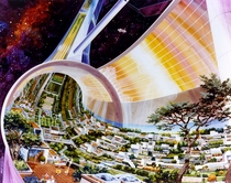 NASA Rendering of a Toroidal Space Colony Settlement from the s  x-post from rImaginaryMindscapes