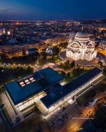 National Library and Saint Savas Church in Belgrade Serbia