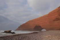 Natural Bridge at Legzira Beach near Sidi Ifni Morocco 