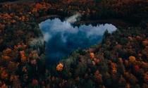 Natural Heart Lake in Ontario Canada locals dont want specific location shared flying legally though 