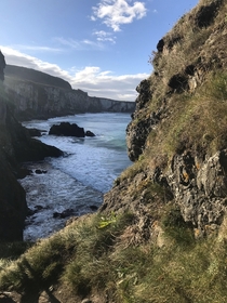 Near the Carrick-a-Rede rope bridge in Ballycastle Northern Ireland 