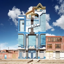 Neo-Andean style building in El Alto Bolivia by architect Freddy Mamani