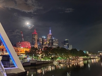 New year night shot of beautiful Melbourne City Skyline