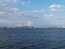 New York City Manhattan Jersey City and Brooklyn from St George Staten Island right now