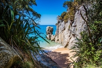 New Zealand has endless beaches but this may be the smallest beach in the country - found in the Abel Tasman National Park 