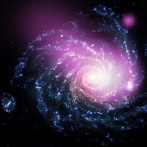 NGC The purple gas is thought to be from a collision with a smaller galaxy glowing in x-rays it is about  million degrees 