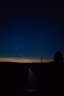 Night sky with a Comet North East Poland
