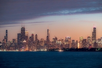 Night view of Chicago Illinois