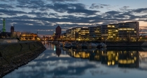 Nightly view of Duisburg Inner Harbour  Germany 