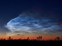 Noctilucent clouds in Swedish summer night
