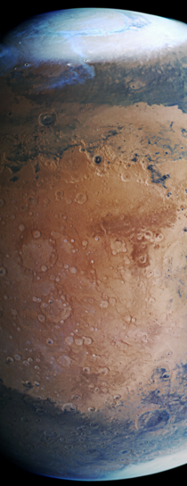 Northern hemisphere of Mars in spring