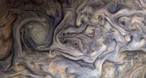 Northern storms on Jupiter from Junos Perijove  Color enhanced