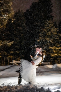 Not a typical post for this subreddit but thought some of you might appreciate the magical snowy weather my husband and I received at our rocky mountain winter wedding 