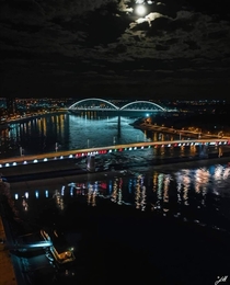 Novi Sad Serbia - the light of the bridges on the Danube