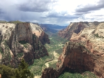 Observation Point with a view of Angels Landing Zion National Park 