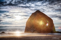 OC - The Girl and The Rock - Haystack Rock Cannon Beach OR 