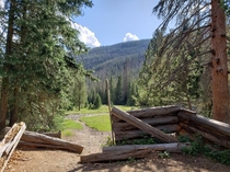 Old abandoned cabin near the site of Lulu City Colorado River Trail Estes Park Colorado