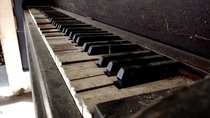 Old and spooky piano I found while visiting an abandoned house located in the middle of nowhere I pressed some of the keys on the piano and it sounds exactly how it looks
