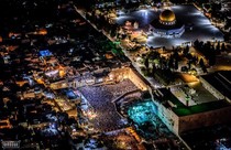 Old City of Jerusalem by the Western WallDome the night before Yom Kippur