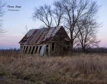 Old one-room school just after sunset in Illinois x 