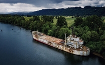 Old ship on the Columbia River