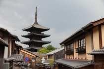 Old town skyline of Kyoto Japan