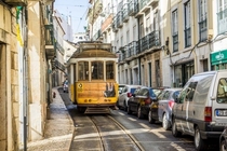 Old tram in Lisbon Portugal