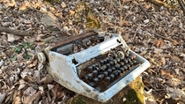 Old typewriter left in the woods