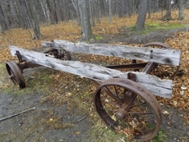 Old wagon by a trail Mississauga Ontario Canada 