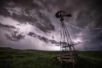 Old windmill on the North Dakota prairie