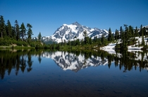 One of Americas most photographed vistas Mt Shuksan from Picture Lake WA 