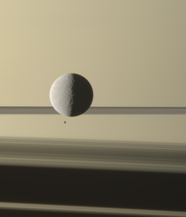 One of my favorites pictures from the Cassini Mission Saturns Moons Rhea and Epimetheus