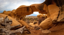 One of the most asthetic arches in The Devils Garden after a long  mile hike in Coyote Gulch Escalante UT 