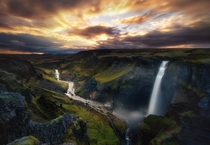 One of the most epic off the beaten path waterfalls in Iceland shot during sunset - Hifoss Waterfall  IG joseramosphotography