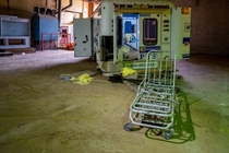 One of two ambulances left behind at an abandoned patient transfer station in Northern Ontario