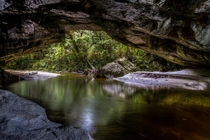 Oparara Basin Karamea New Zealand HDR Image taken from under the Moria Gate Arch 