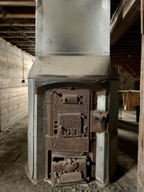 Original furnace from the basement of a one-room prairie school house