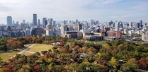 Osaka in Fall viewed from the Osaka Castle 