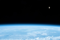 Outer space Planet Earths Moon and Planet Earth photographed by Canadian Space Agency Astronaut David Saint-Jacques from the International Space Station on  December  Photo credit National Aeronautics and Space Administration NASA  Canadian Space Agency C