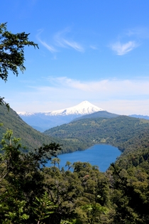 Overlooking Volcan Villarrica from Parque Huerquehue Chile 