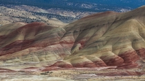 Painted Hills Oregon contrasting with some distant blues 