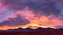 Panorama of Sunset in Red Rock Canyon National Park 
