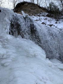Partially frozen waterfall in Wisconsin 