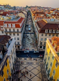 Pedestrian street in Lisbon Portugal 