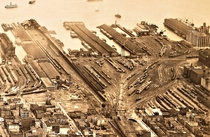Pennsylvania Railroad Harsimus freight yards in Jersey City in the early s 
