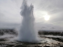 Perfect timing on a Geysir in Iceland - 