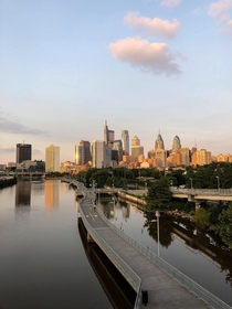 Philadelphia skyline view from South Street Bridge
