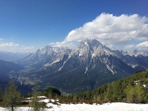 Photo taken last summer from Mount Rite Italian Dolomites It depicts Mount Antelao the King of the Dolomites with its mt 