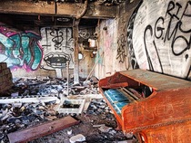 Piano in an abandoned limestone factory