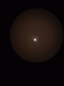 Picture of Jupiter and its moons taken through my telescope in April